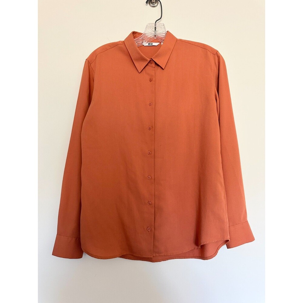 Uniqlo Button Down Shirt Ocra Orange Workwear Office Travel Women's XS X-Small